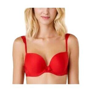 Passionata By Chantelle Red T-Shirt Bra With Lace Detail & Underwire